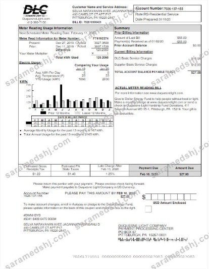 USA DLC utility bill Word and PDF template